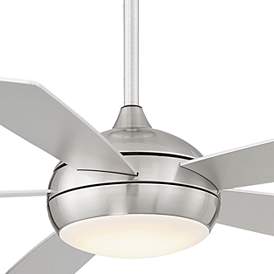 Image2 of 52" WAC Odyssey Brushed Nickel Damp LED Smart Ceiling Fan more views