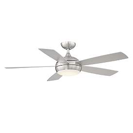 Image2 of 52" WAC Odyssey Brushed Nickel Damp LED Smart Ceiling Fan more views
