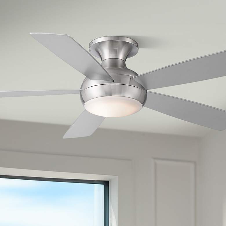 Image 1 52" WAC Odyssey Flush Brushed Nickel LED Smart Ceiling Fan