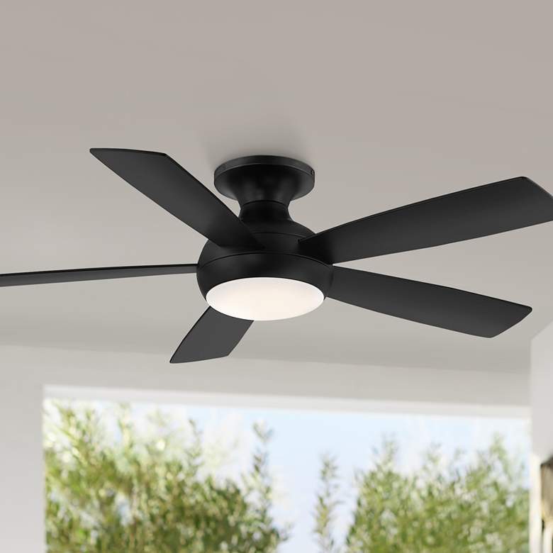 Image 1 52 inch WAC Odyssey Flush Matte Black LED Smart Ceiling Fan