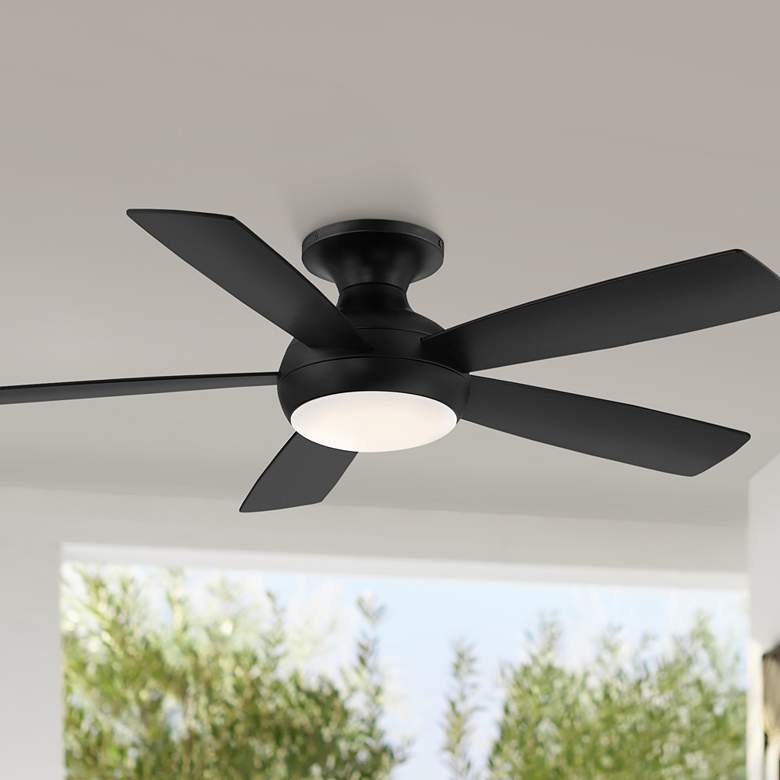 Image 1 52" WAC Odyssey Flush Matte Black LED Smart Ceiling Fan
