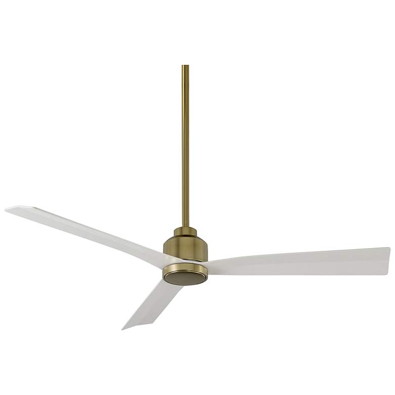 Image 2 52" WAC White and Soft Brass Damp Rated Ceiling Fan with Remote