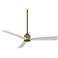 52" WAC White and Soft Brass Damp Rated Ceiling Fan with Remote