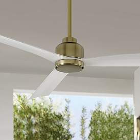 Image1 of 52" WAC White and Soft Brass Damp Rated Ceiling Fan with Remote