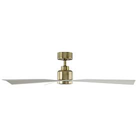 Image3 of 52" WAC White and Soft Brass Damp Rated Ceiling Fan with Remote more views