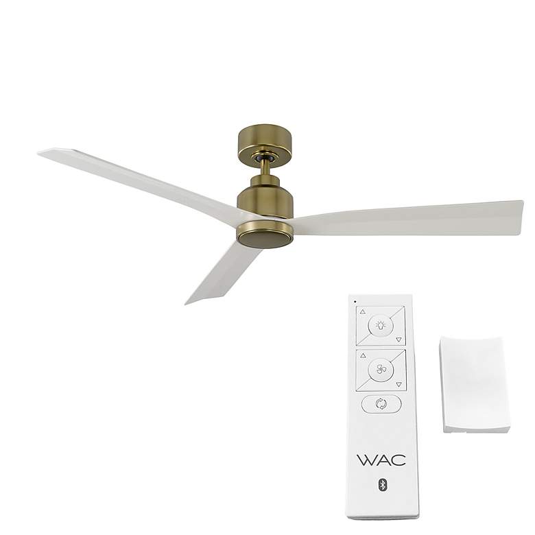 Image 6 52" WAC White and Soft Brass Damp Rated Ceiling Fan with Remote more views