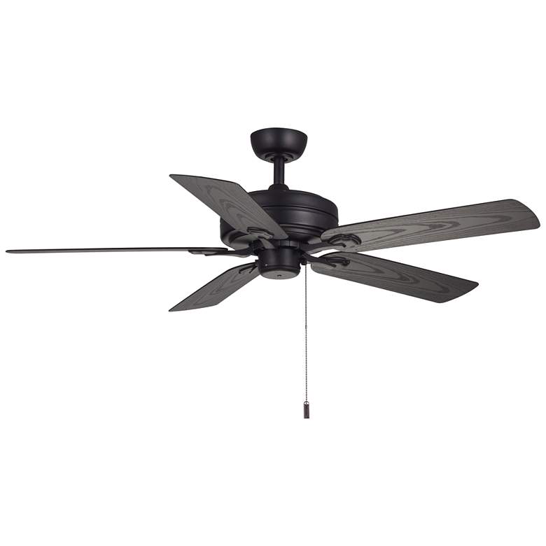 Image 1 52" Wind River Courtyard Matte Black Indoor Pull-Chain Ceiling Fan