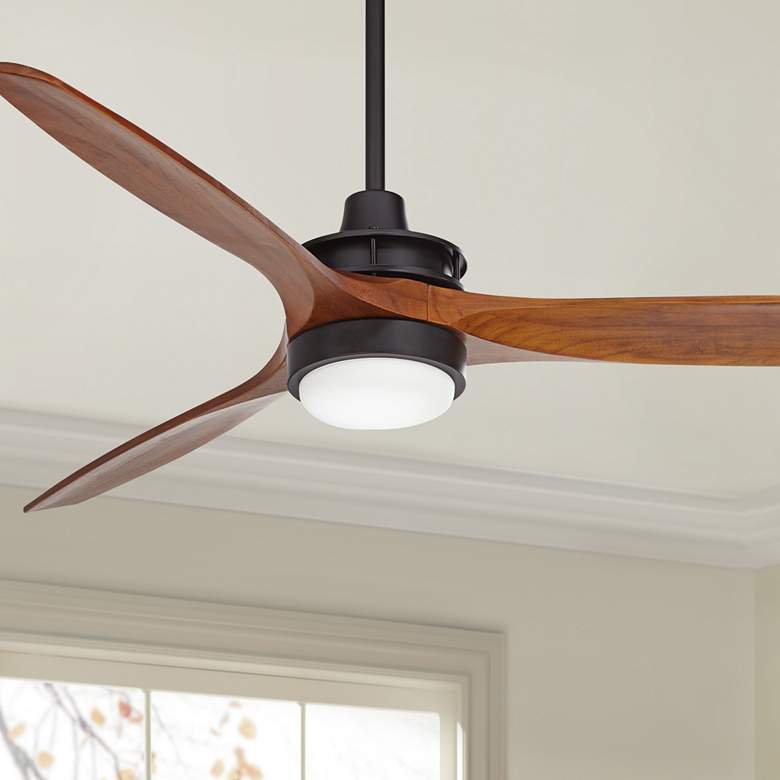 Image 1 52" Windspun Black and Walnut LED Ceiling Fan with Remote Control