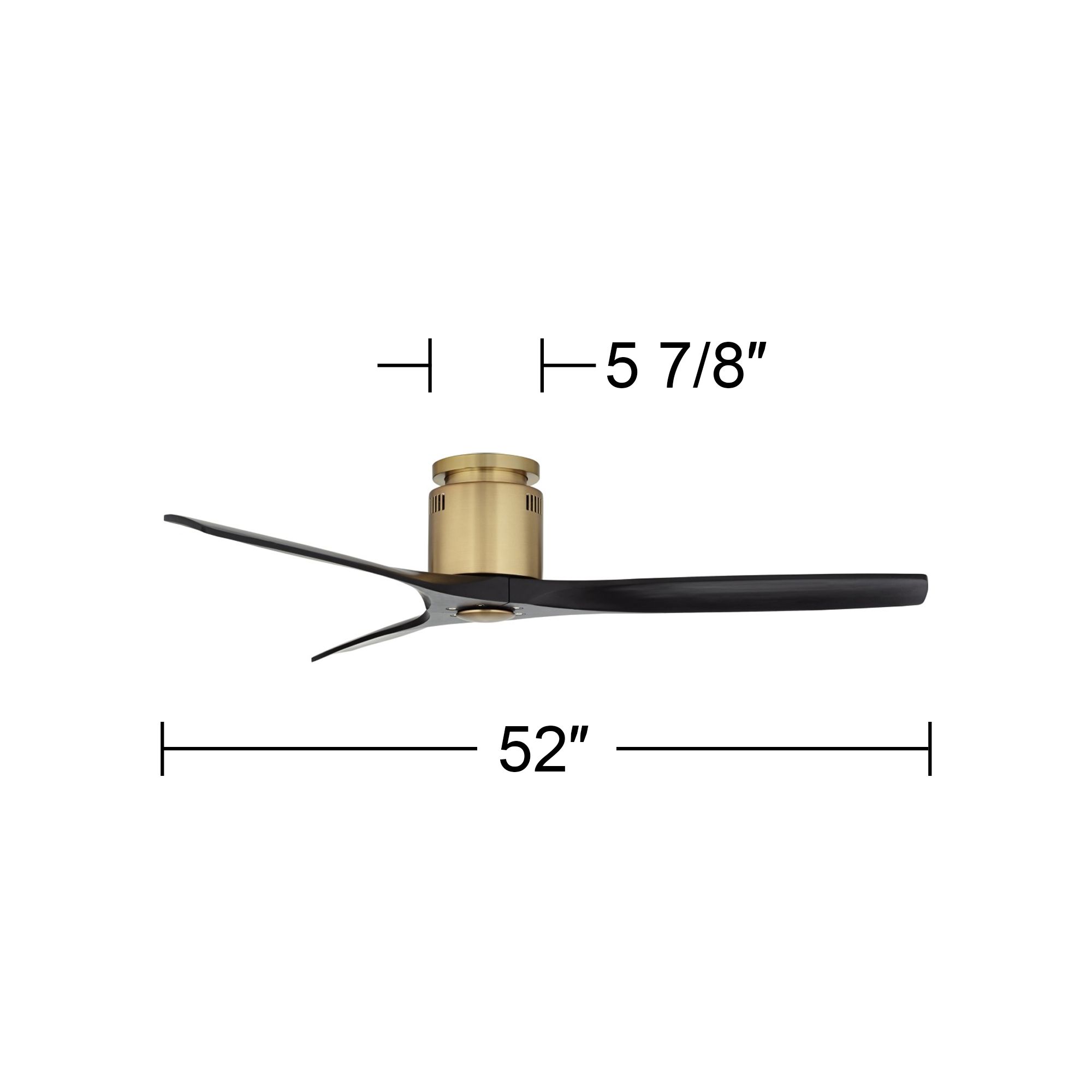 52" Windspun Brass and Black DC Hugger Ceiling Fan with Remote