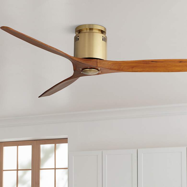 Image 1 52 inch Windspun Brass-Walnut DC Hugger Ceiling Fan with Remote