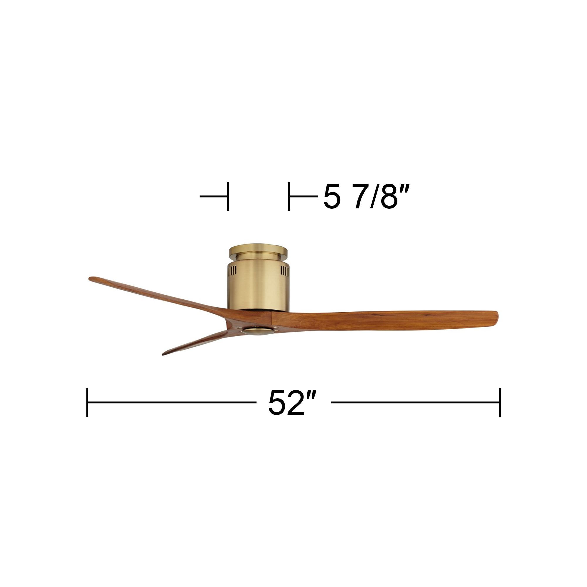 52" Windspun Brass-Walnut DC Hugger Ceiling Fan with Remote