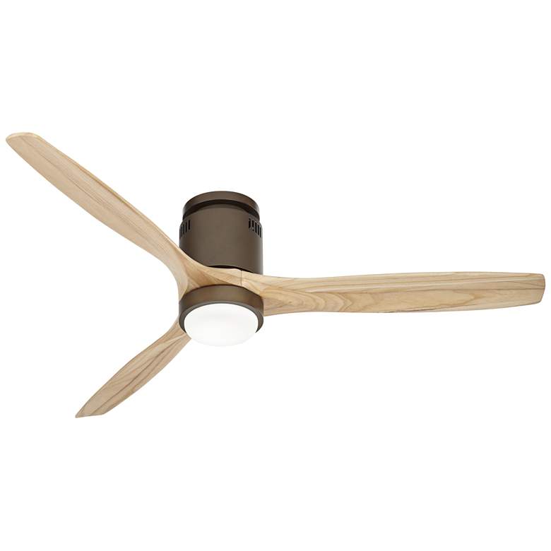 Image 2 52" Windspun Bronze and Wood Blades LED DC Hugger Fan with Remote