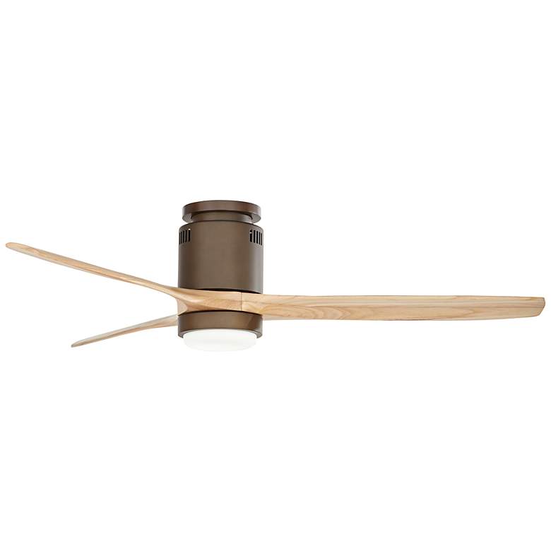 Image 6 52" Windspun Bronze and Wood Blades LED DC Hugger Fan with Remote more views