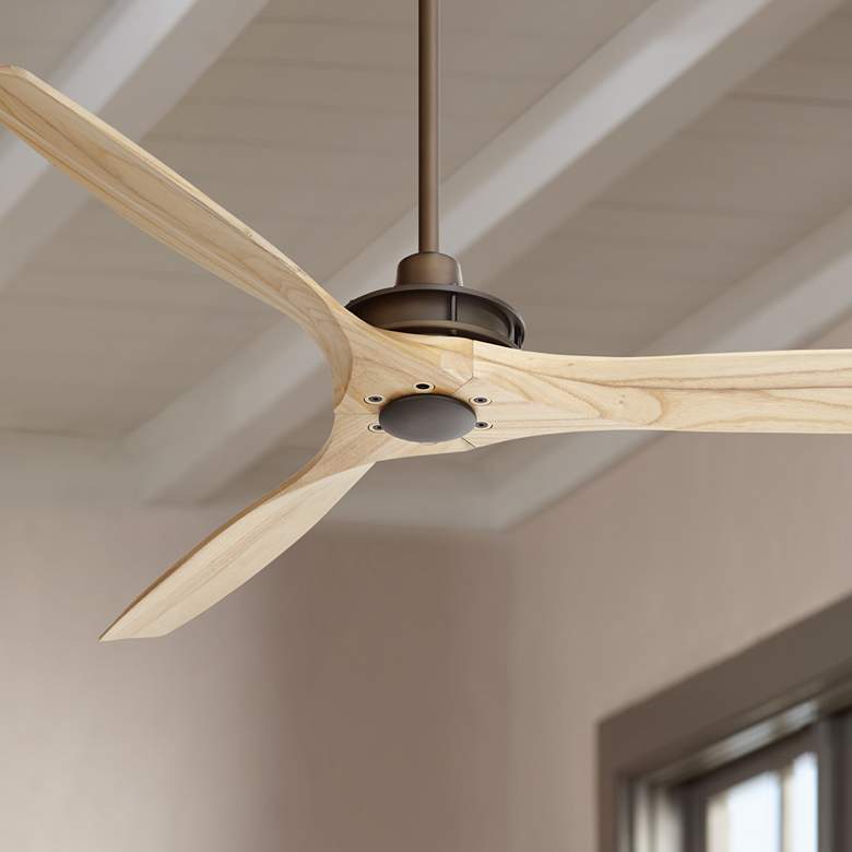 Image 1 52 inch Windspun Bronze Natural Wood Blades Ceiling Fan with Remote