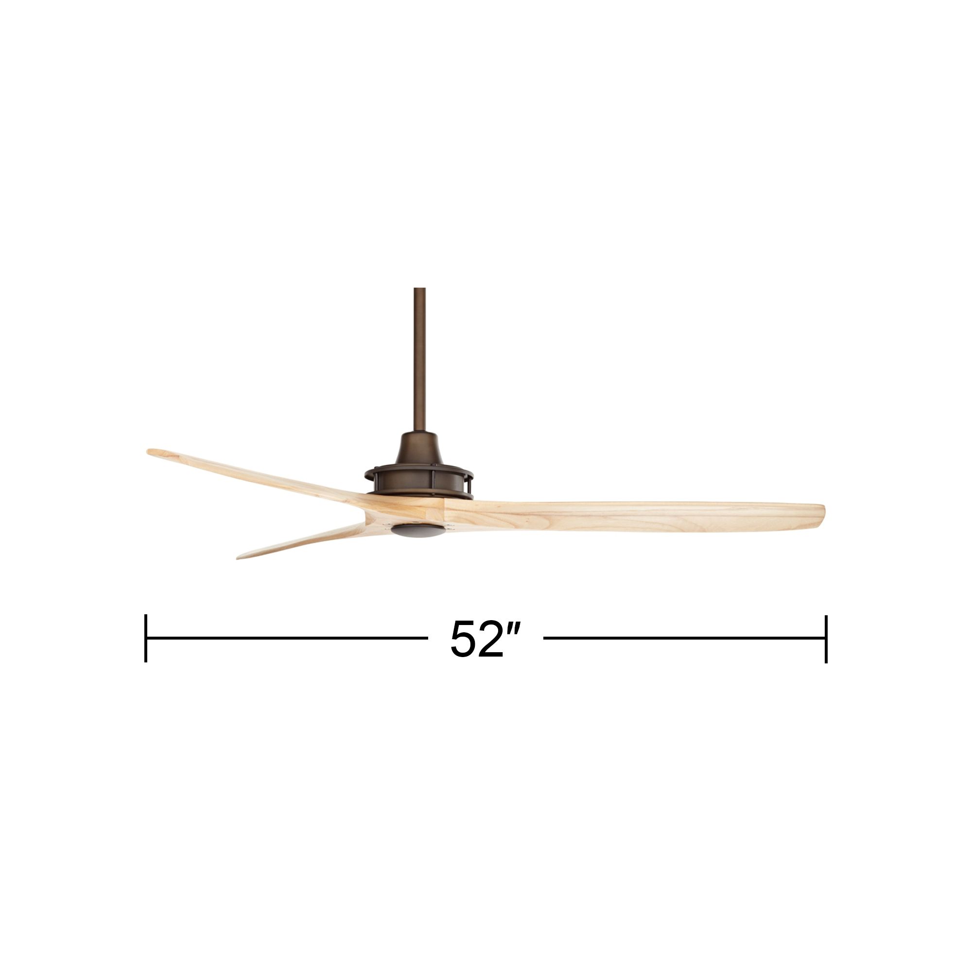 52" Windspun Bronze Natural Wood Blades Ceiling Fan with Remote