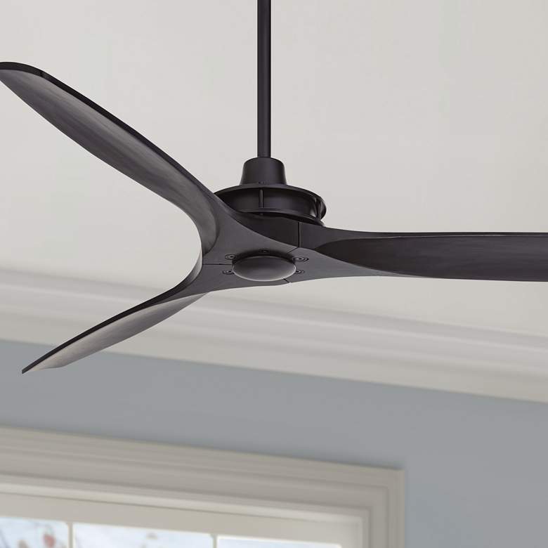 Image 1 52 inch Windspun Brushed Matte Black Wood Blades Ceiling Fan with Remote