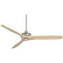 52" Windspun Brushed Nickel and Natural Wood Ceiling Fan with Remote