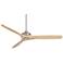 52" Windspun Brushed Nickel and Natural Wood Ceiling Fan with Remote