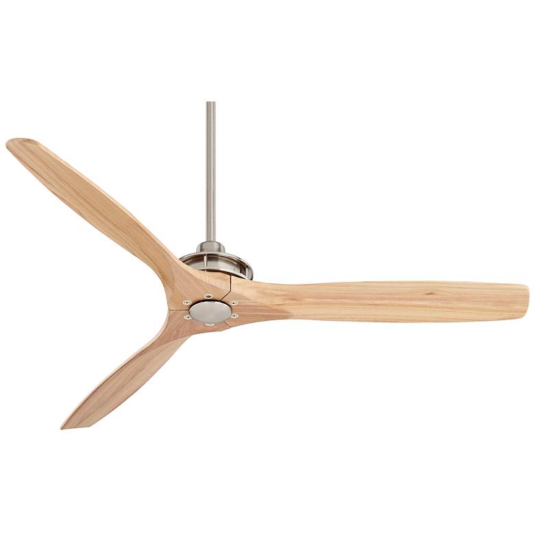 Image 7 52" Windspun Brushed Nickel and Natural Wood Ceiling Fan with Remote more views