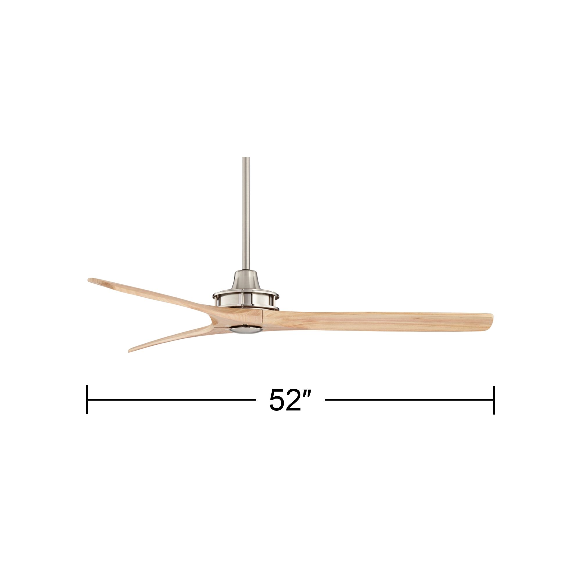 52" Windspun Brushed Nickel and Natural Wood Ceiling Fan with Remote