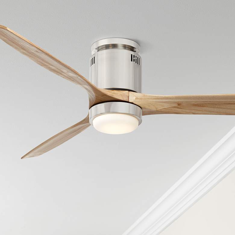 Image 1 52 inch Windspun Brushed Nickel LED DC Hugger Ceiling Fan with Remote