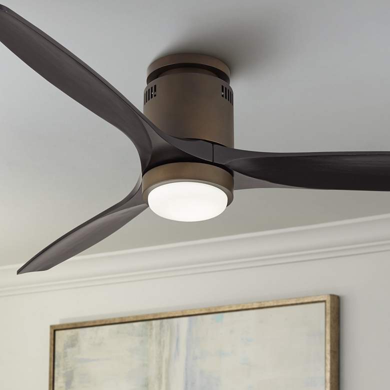 Image 1 52 inch Windspun DC Bronze Black LED Hugger Ceiling Fan with Remote