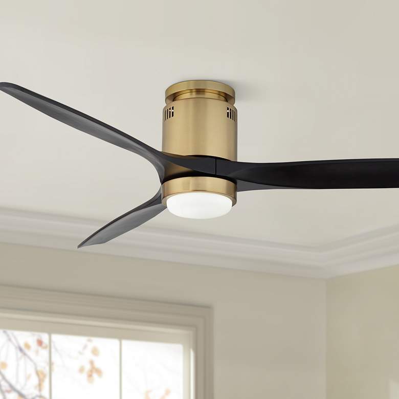 Image 1 52" Windspun DC Soft Brass LED Hugger Ceiling Fan with Remote