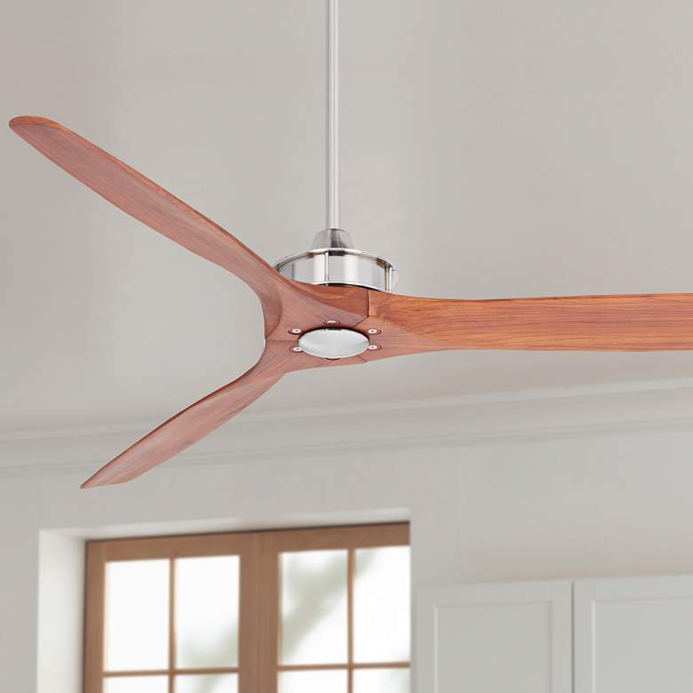 Image 1 52" Windspun DC Walnut Wood and Nickel Modern Ceiling Fan with Remote