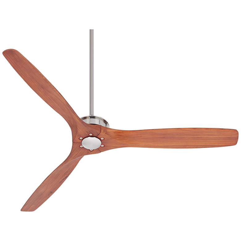 Image 5 52" Windspun DC Walnut Wood and Nickel Modern Ceiling Fan with Remote more views