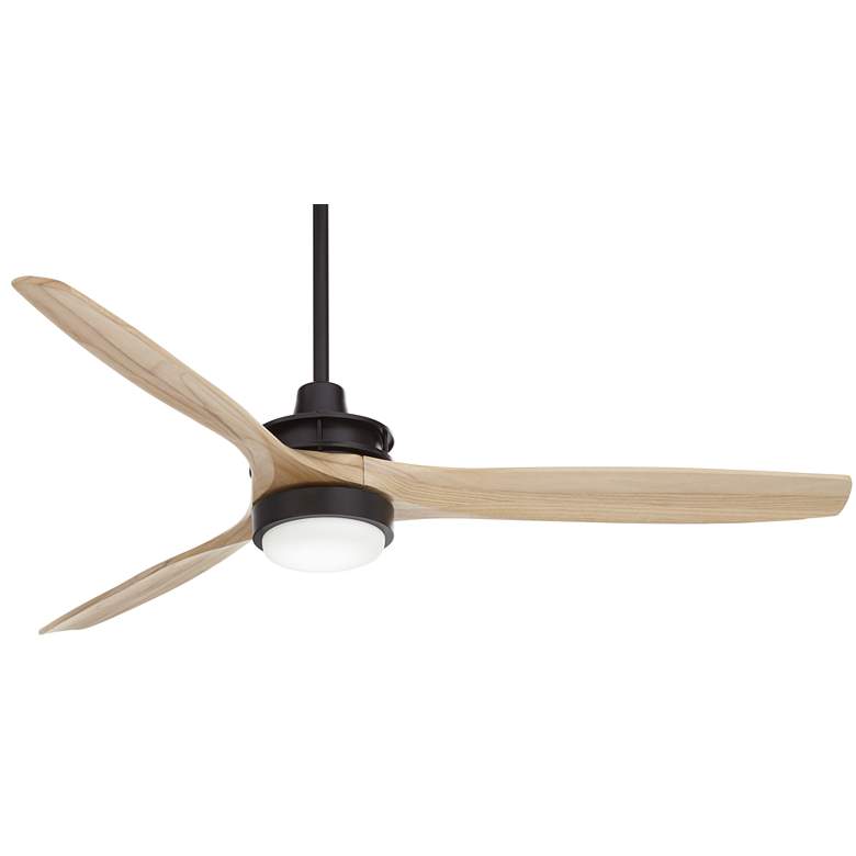 Image 2 52" Windspun Matte Black and Natural Wood LED Ceiling Fan with Remote