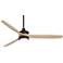 52" Windspun Matte Black and Natural Wood LED Ceiling Fan with Remote