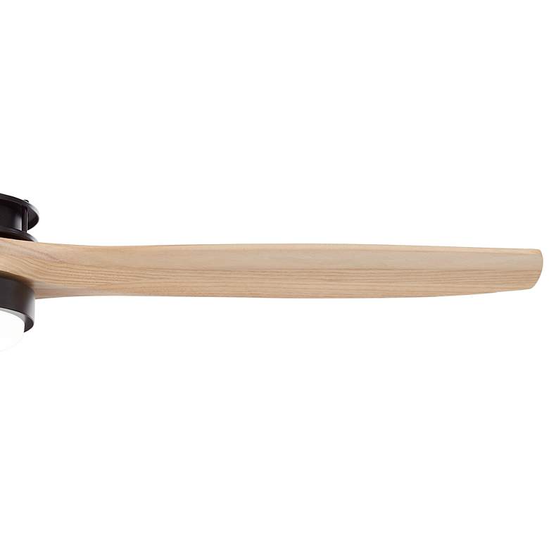 Image 4 52" Windspun Matte Black and Natural Wood LED Ceiling Fan with Remote more views