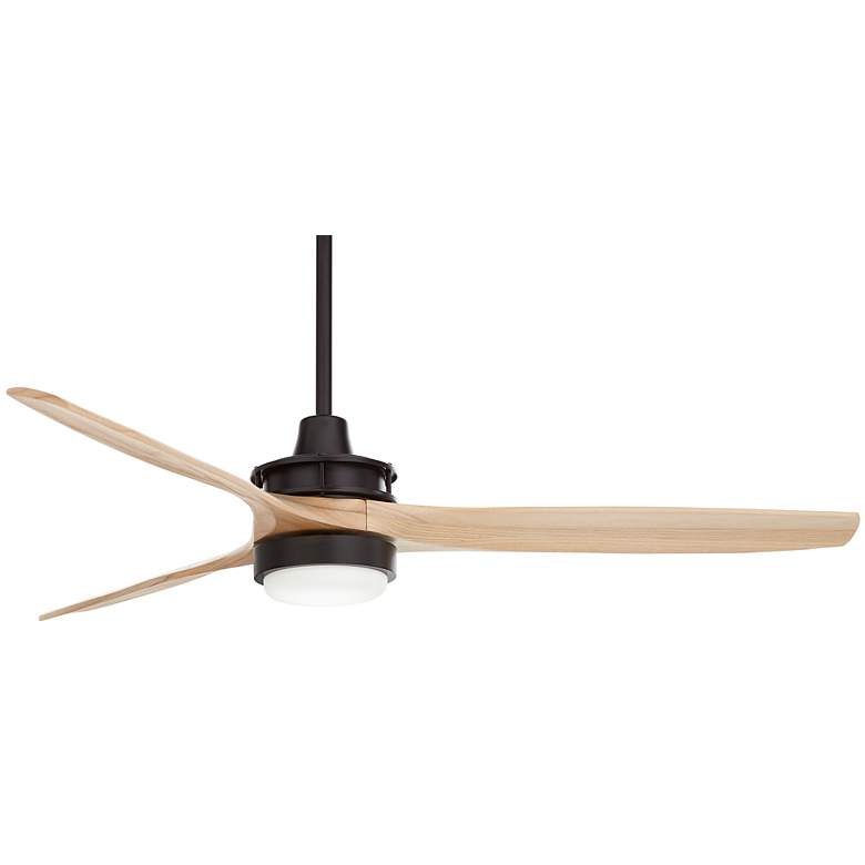 Image 6 52" Windspun Matte Black and Natural Wood LED Ceiling Fan with Remote more views