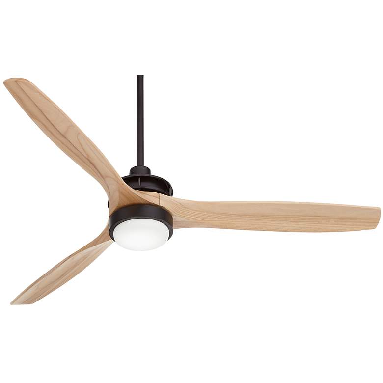Image 7 52" Windspun Matte Black and Natural Wood LED Ceiling Fan with Remote more views