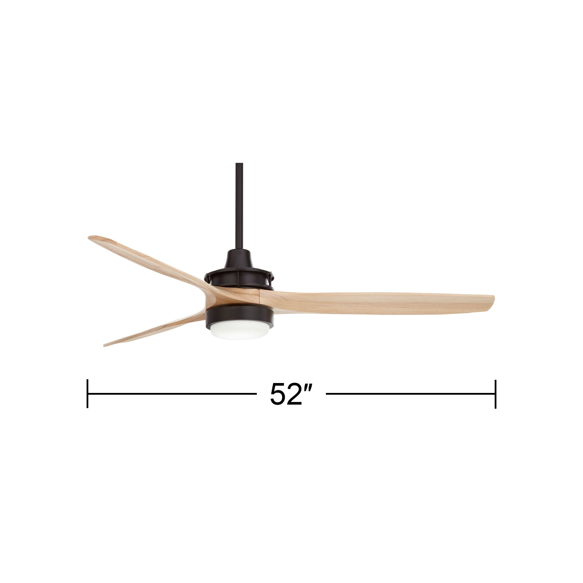 52" Windspun Matte Black and Natural Wood LED Ceiling Fan with Remote in scene
