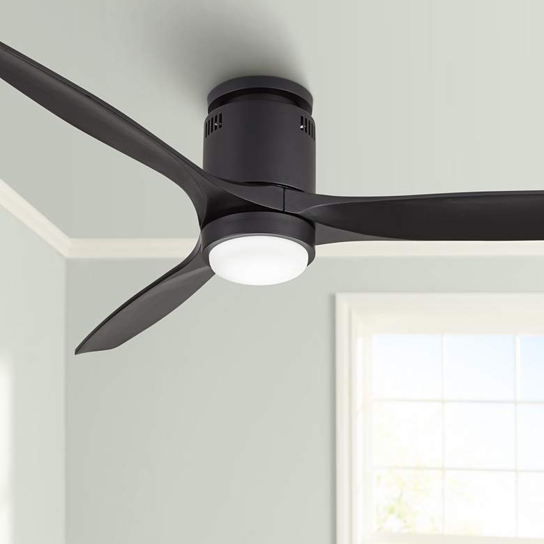 Image 1 52 inch Windspun Matte Black LED DC Hugger Ceiling Fan with Remote