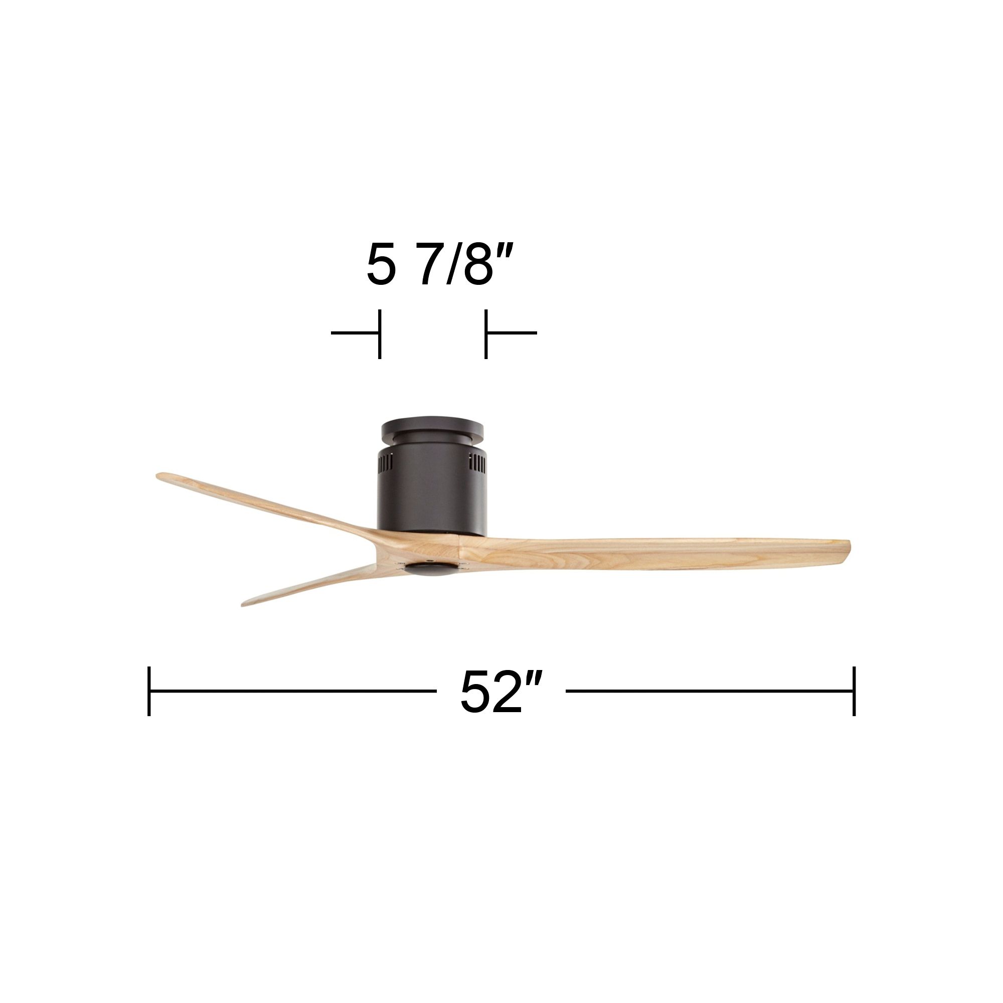 52" Windspun Matte Black-Natural DC Modern Hugger Fan with Remote