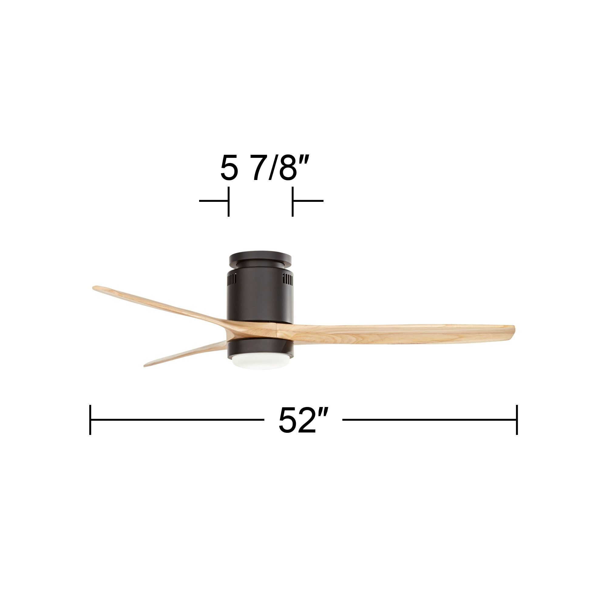 52" Windspun Matte Black-Natural LED DC Hugger Ceiling Fan with Remote