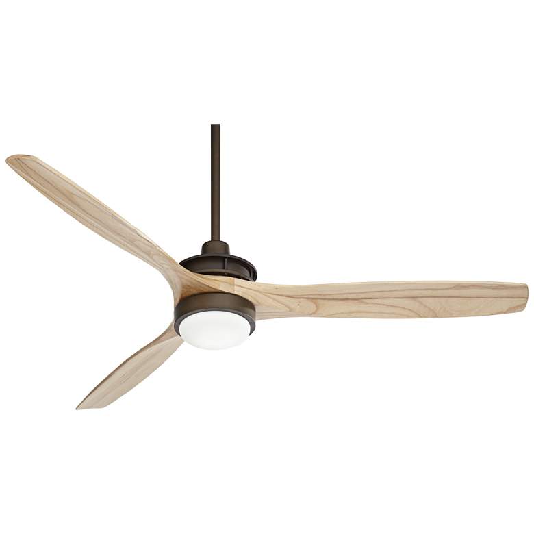 Image 2 52" Windspun Matte Bronze and Natural Wood LED Ceiling Fan with Remote