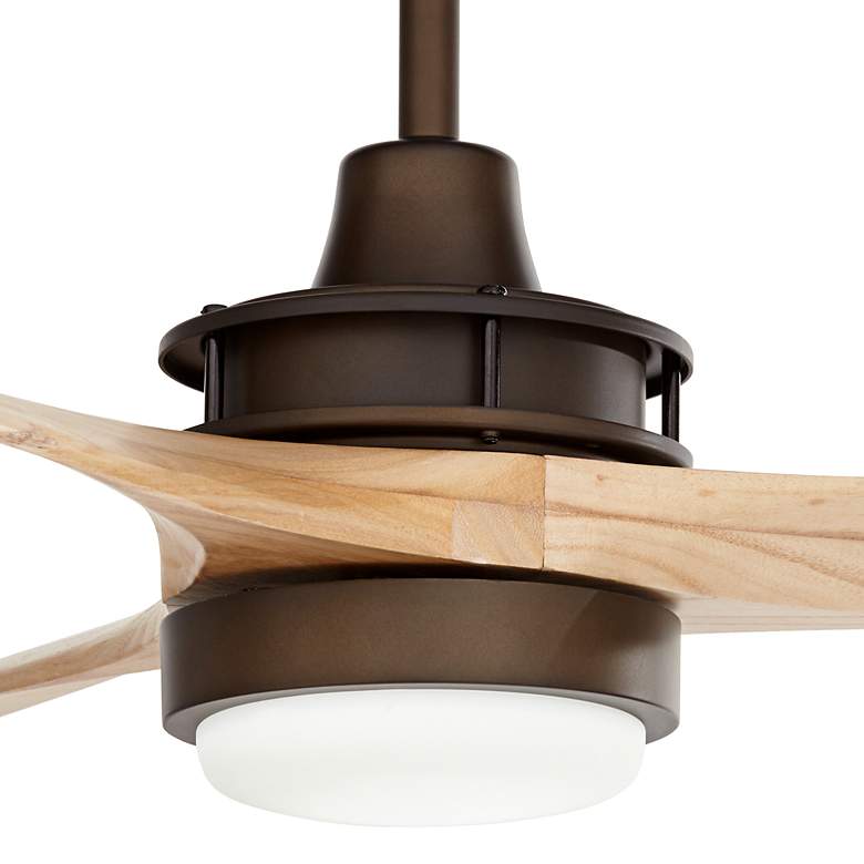 Image 3 52" Windspun Matte Bronze and Natural Wood LED Ceiling Fan with Remote more views