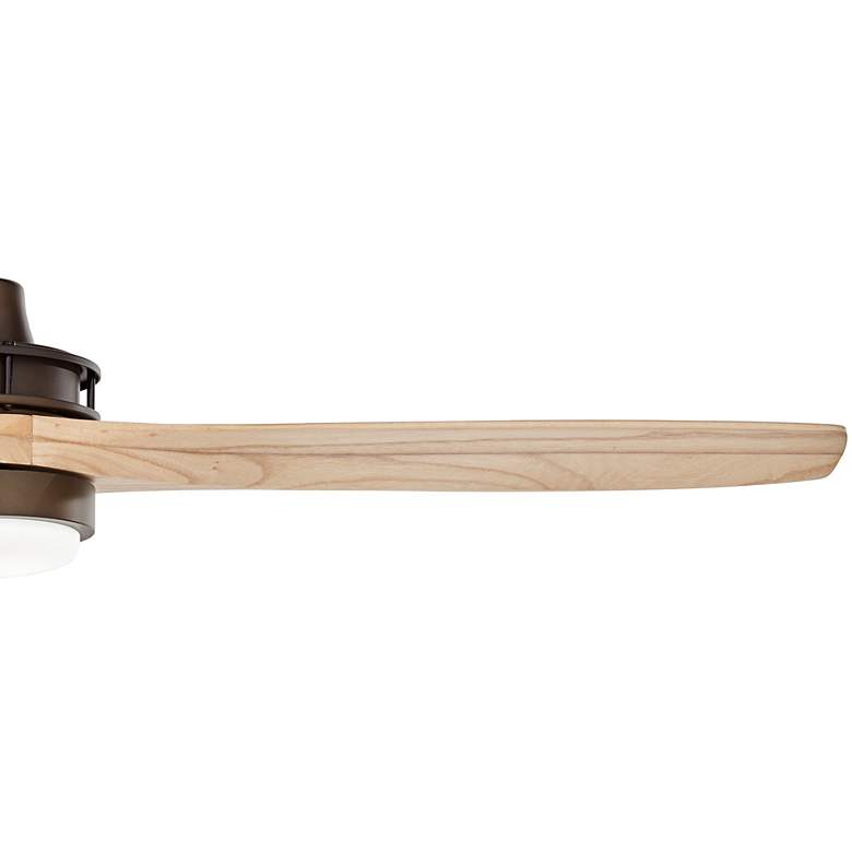 Image 4 52" Windspun Matte Bronze and Natural Wood LED Ceiling Fan with Remote more views