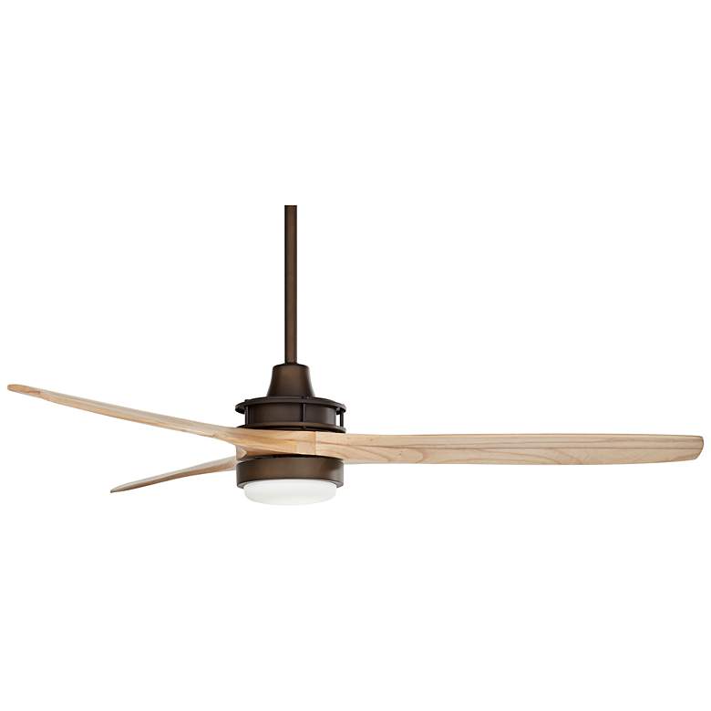 Image 6 52" Windspun Matte Bronze and Natural Wood LED Ceiling Fan with Remote more views