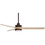 52" Windspun Matte Bronze and Natural Wood LED Ceiling Fan with Remote