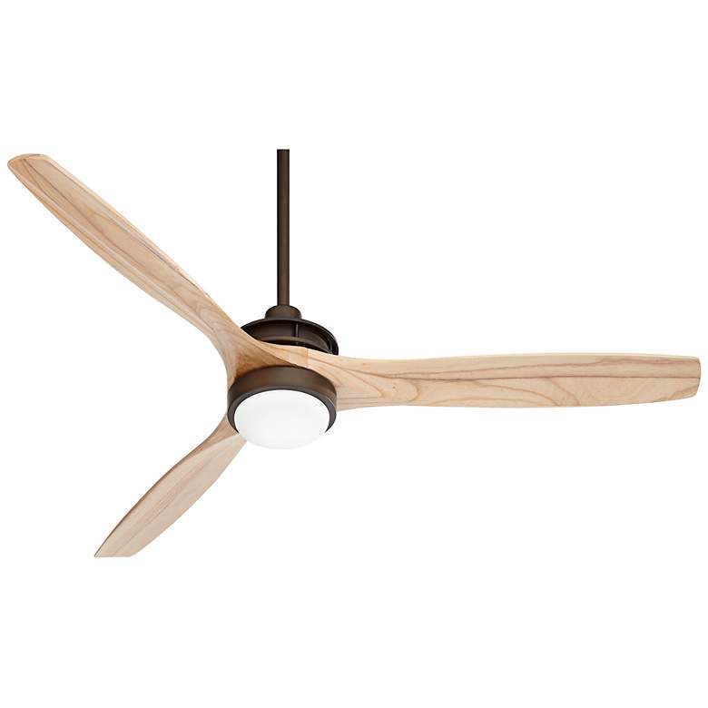 Image 7 52" Windspun Matte Bronze and Natural Wood LED Ceiling Fan with Remote more views