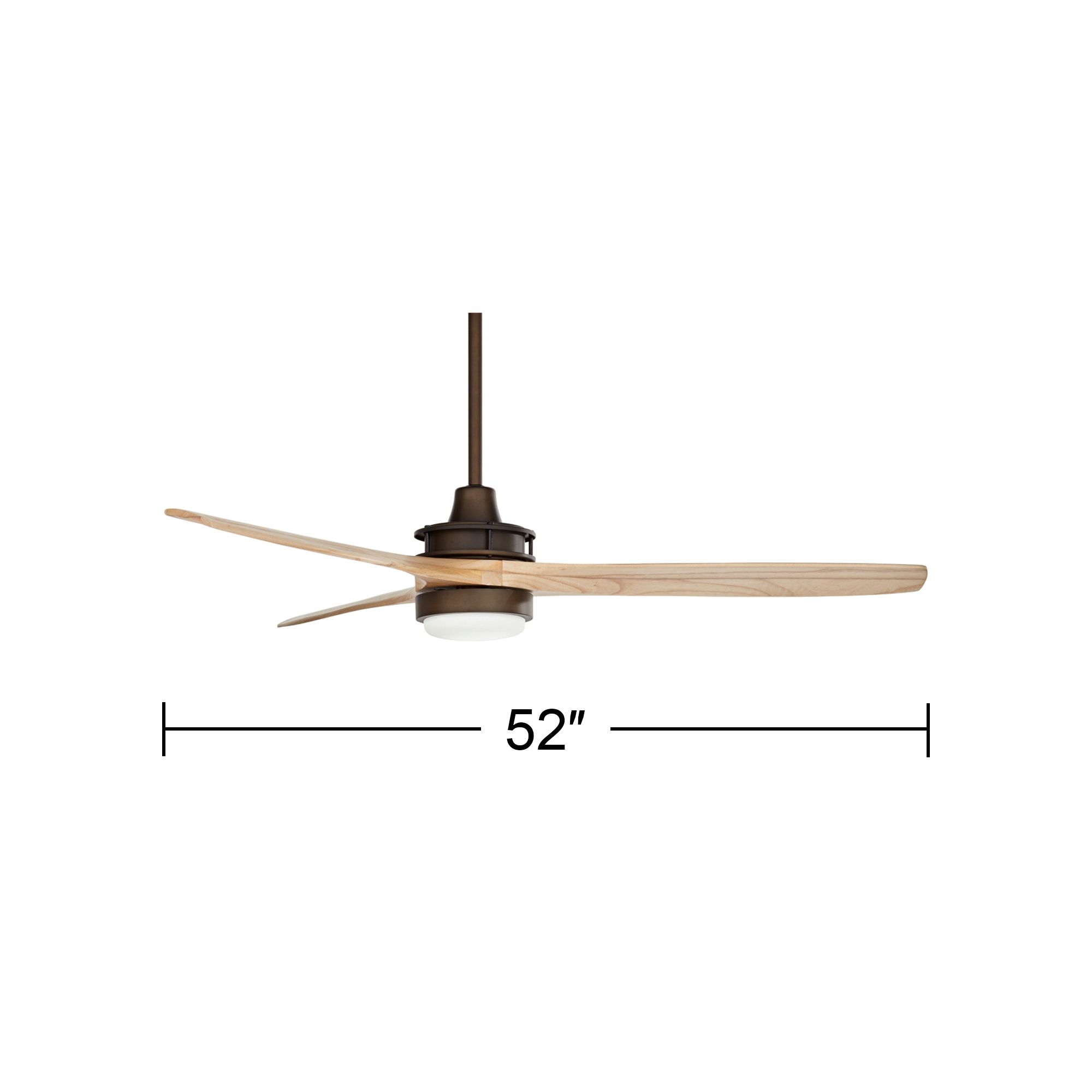 52" Windspun Matte Bronze and Natural Wood LED Ceiling Fan with Remote in scene
