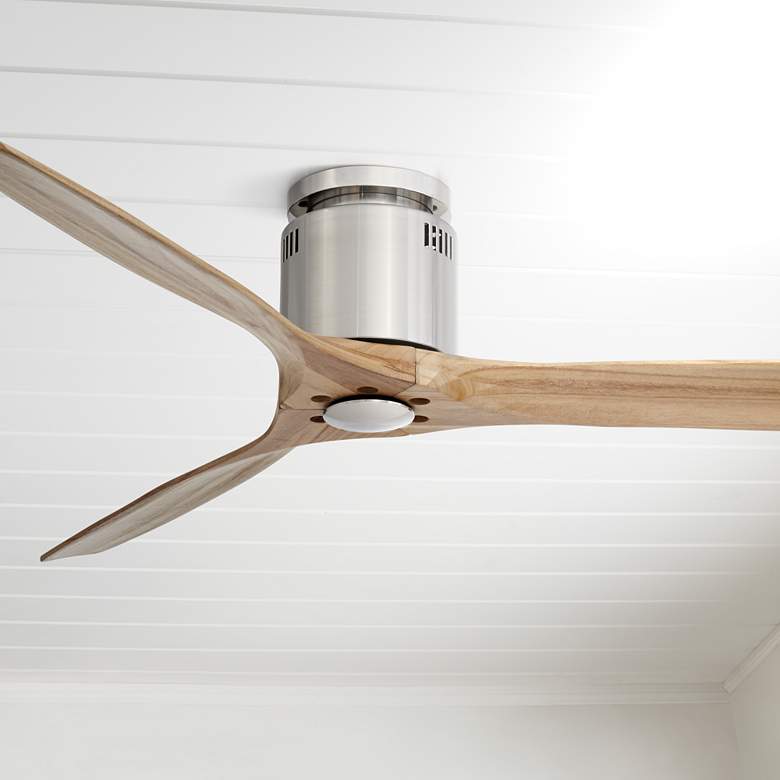 Image 1 52" Windspun Natural Nickel DC Modern Hugger Ceiling Fan with Remote