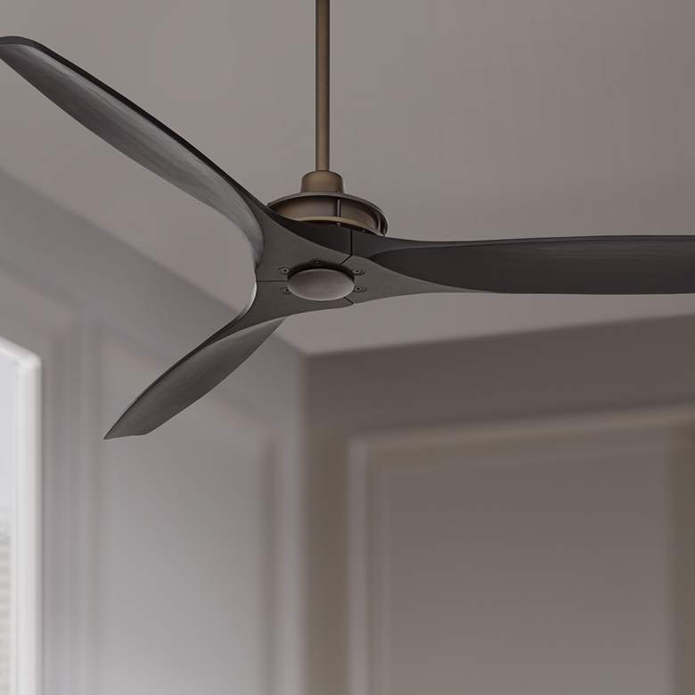 Image 1 52" Windspun Oil Rubbed Bronze and Matte Black Ceiling Fan with Remote