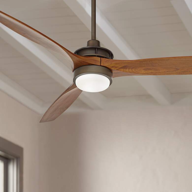 Image 1 52" Windspun Oil Rubbed Bronze and Walnut LED Ceiling Fan with Remote