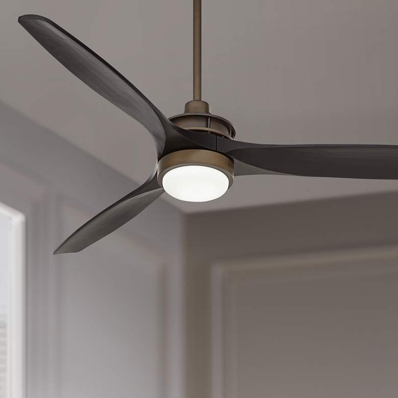 Image 1 52 inch Windspun Oil Rubbed Bronze Matte Black LED Ceiling Fan with Remote