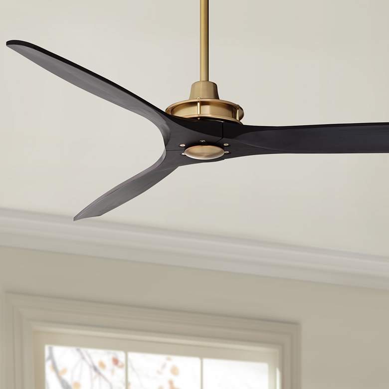 Image 1 52" Windspun Soft Brass and Matte Black Ceiling Fan with Remote